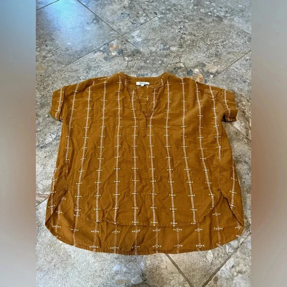 madewell lakeline popover top mustard yellow - Picture 1 of 5